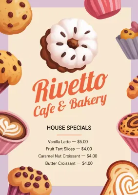 Beige Retro Bakery Menu Poster