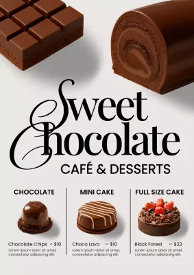 Brown Elegant Dessert Menu Poster