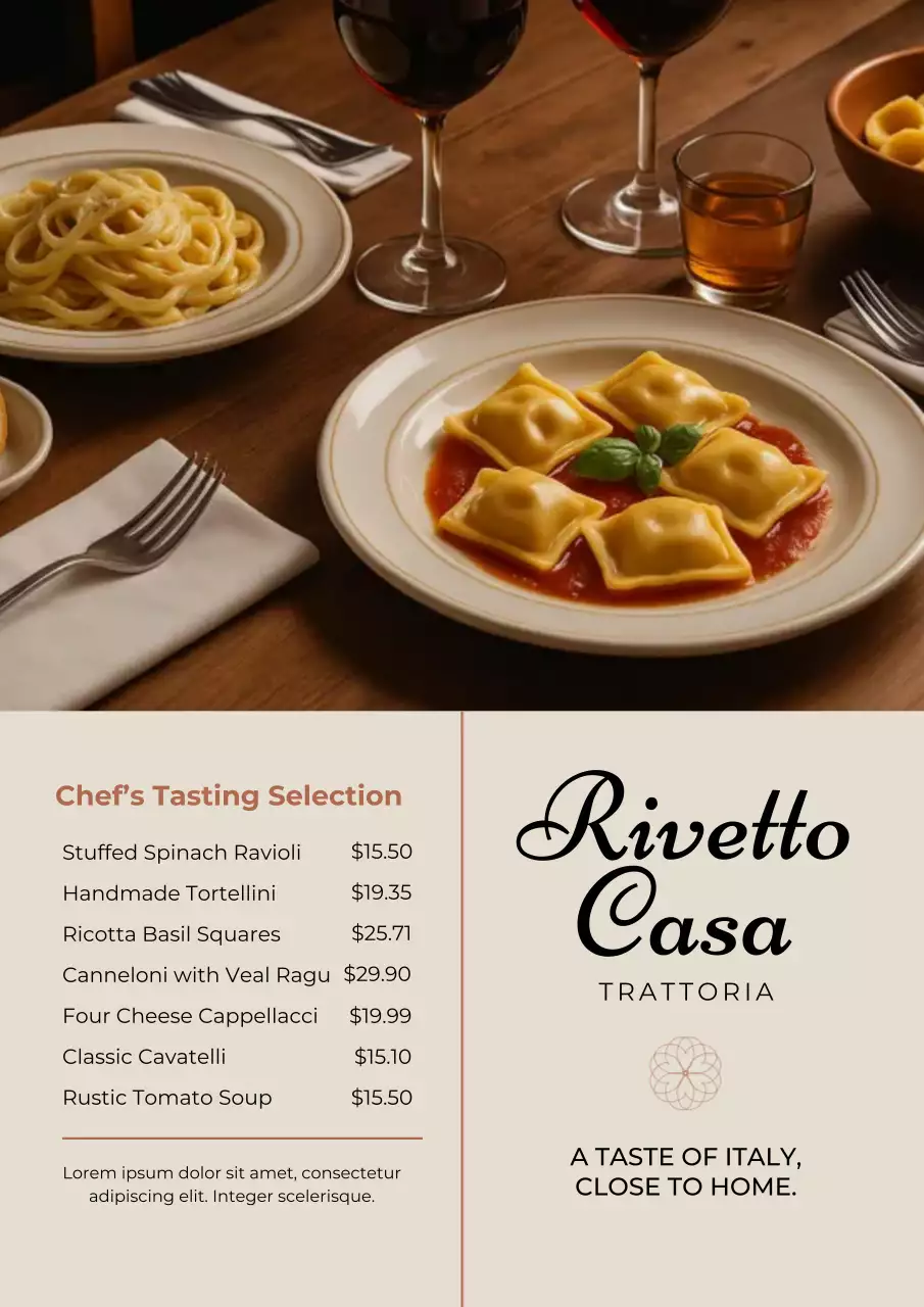 Beige Elegant Italian Menu Poster