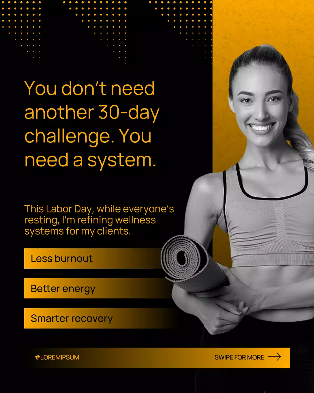Yellow Bold Fitness Promotion Instagram Post