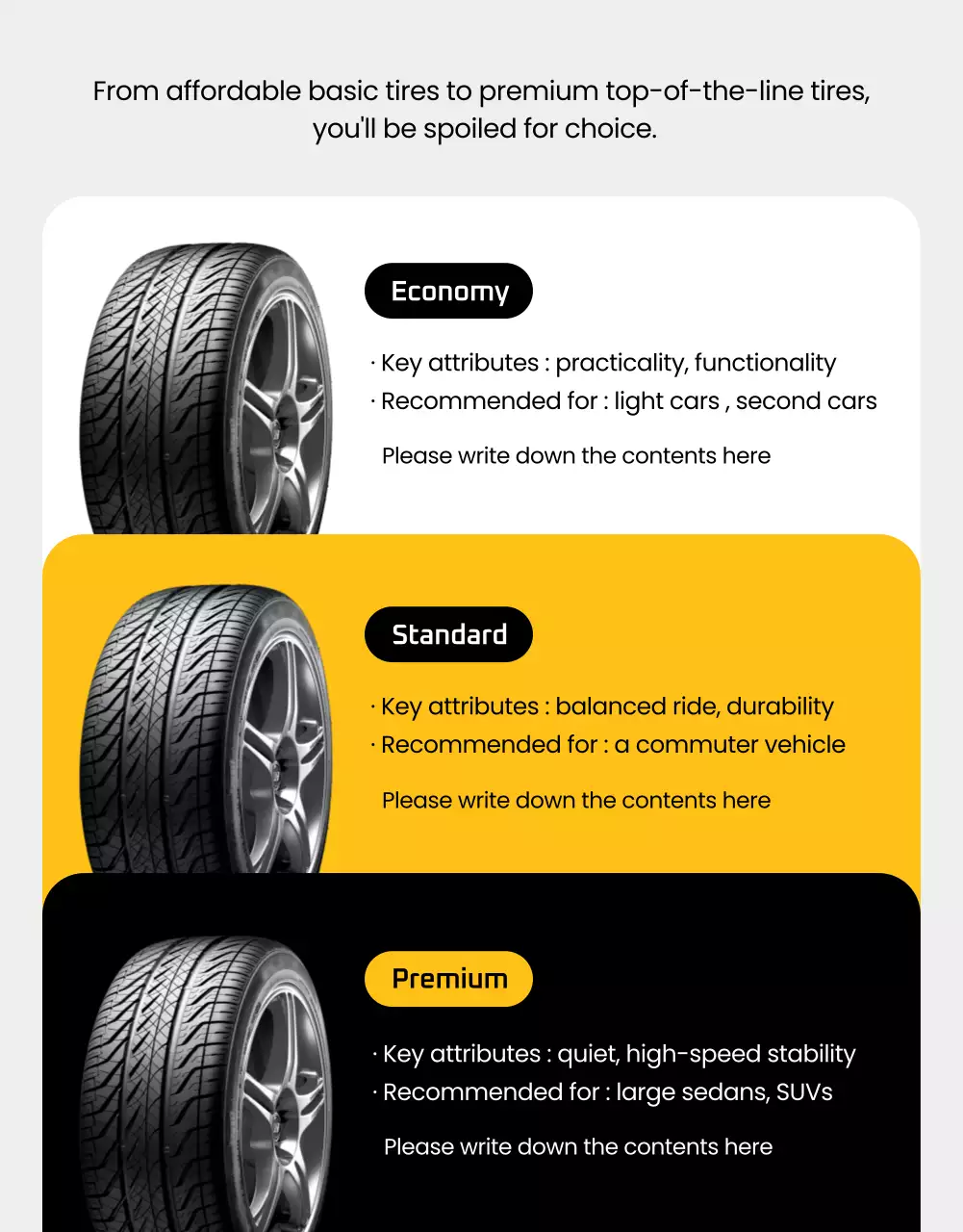 promoção de pneu preto moderno