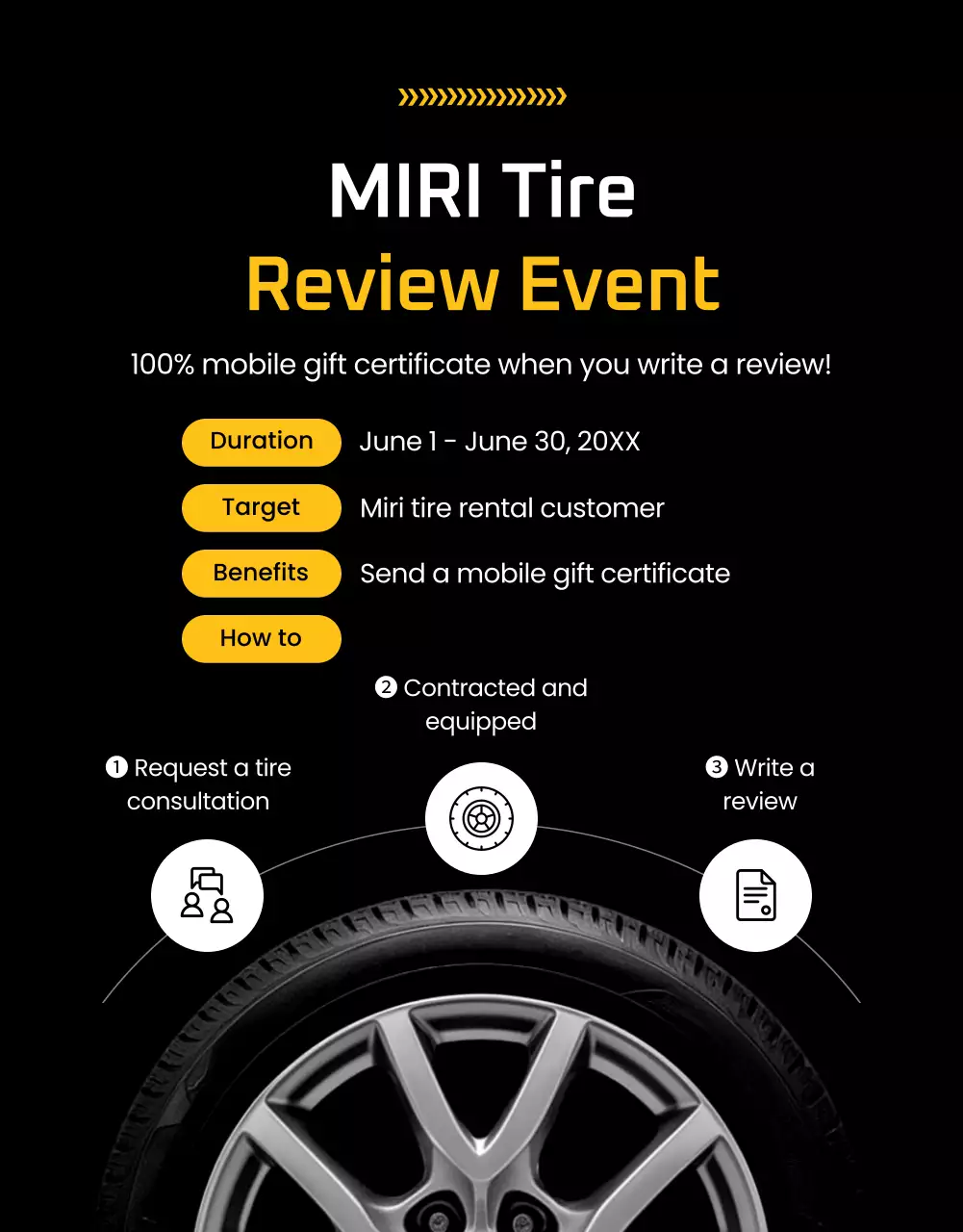 promoção de pneu preto moderno