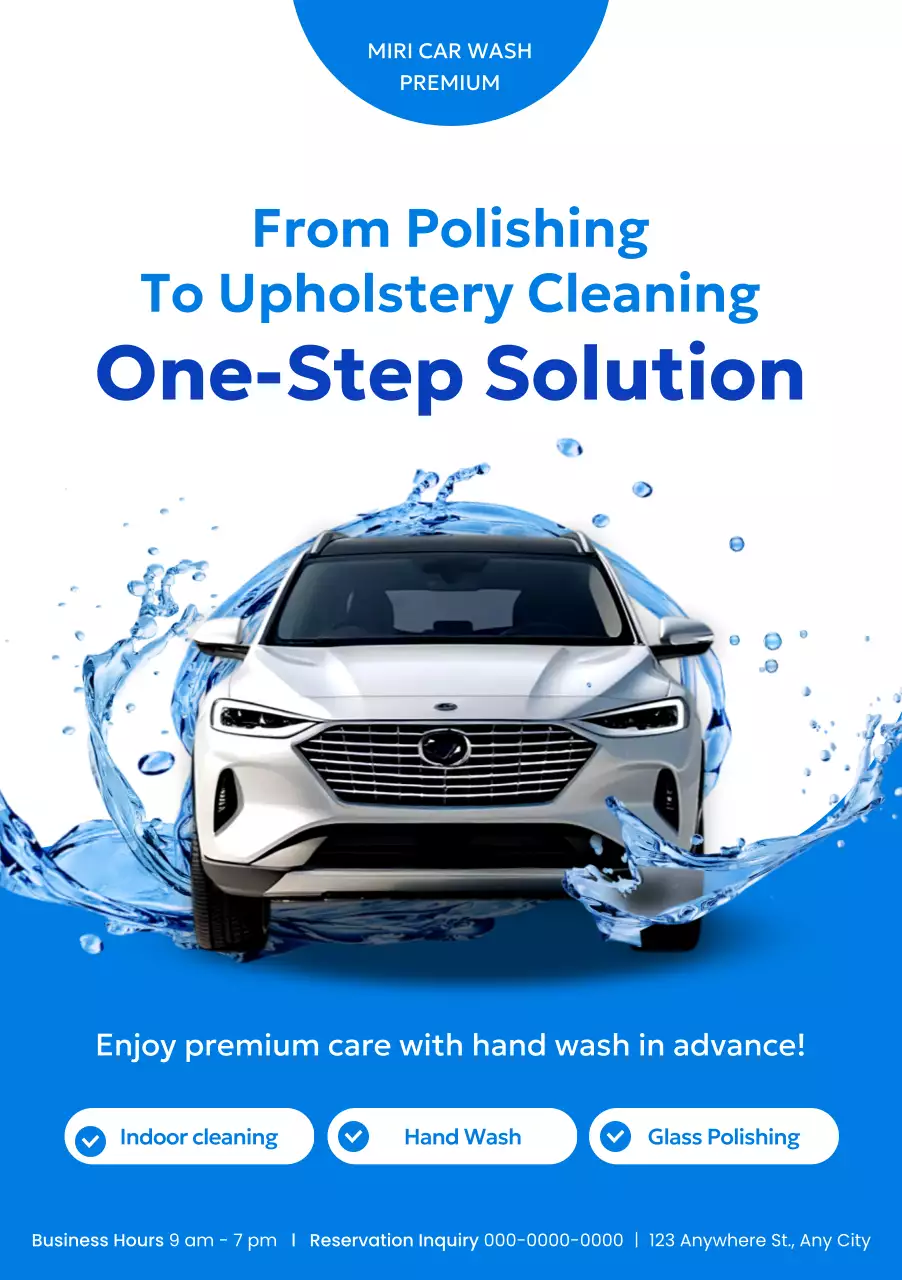 promosi cuci mobil modern biru