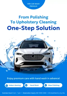 promosi cuci mobil modern biru