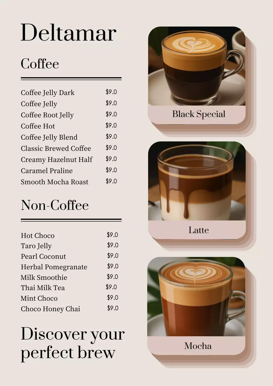 Beige Modern Coffee Menu Poster