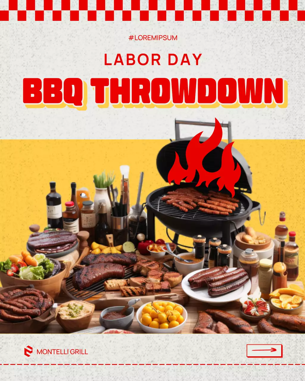 Red Rustic BBQ Promotion Instagram Post