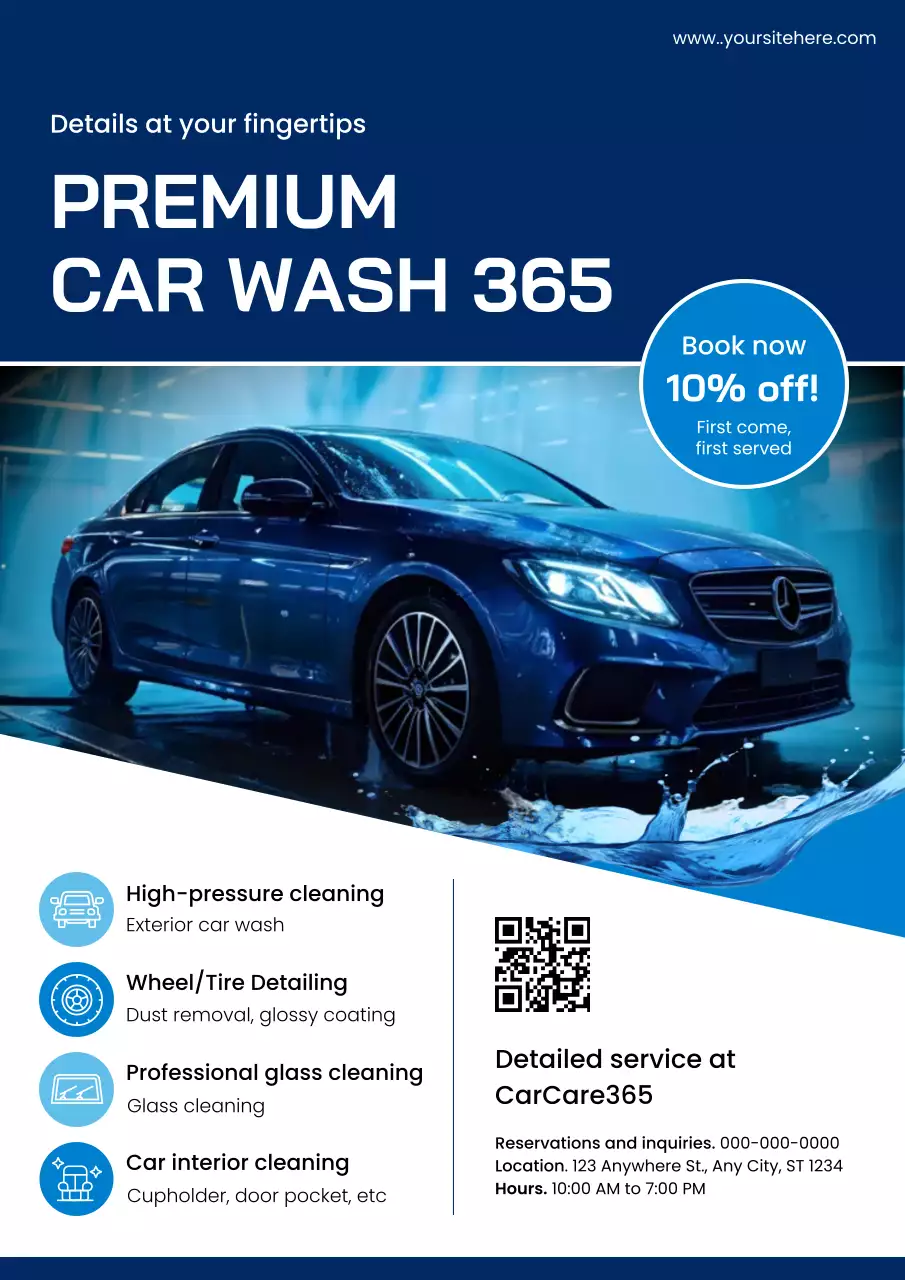 promosi cuci mobil modern biru