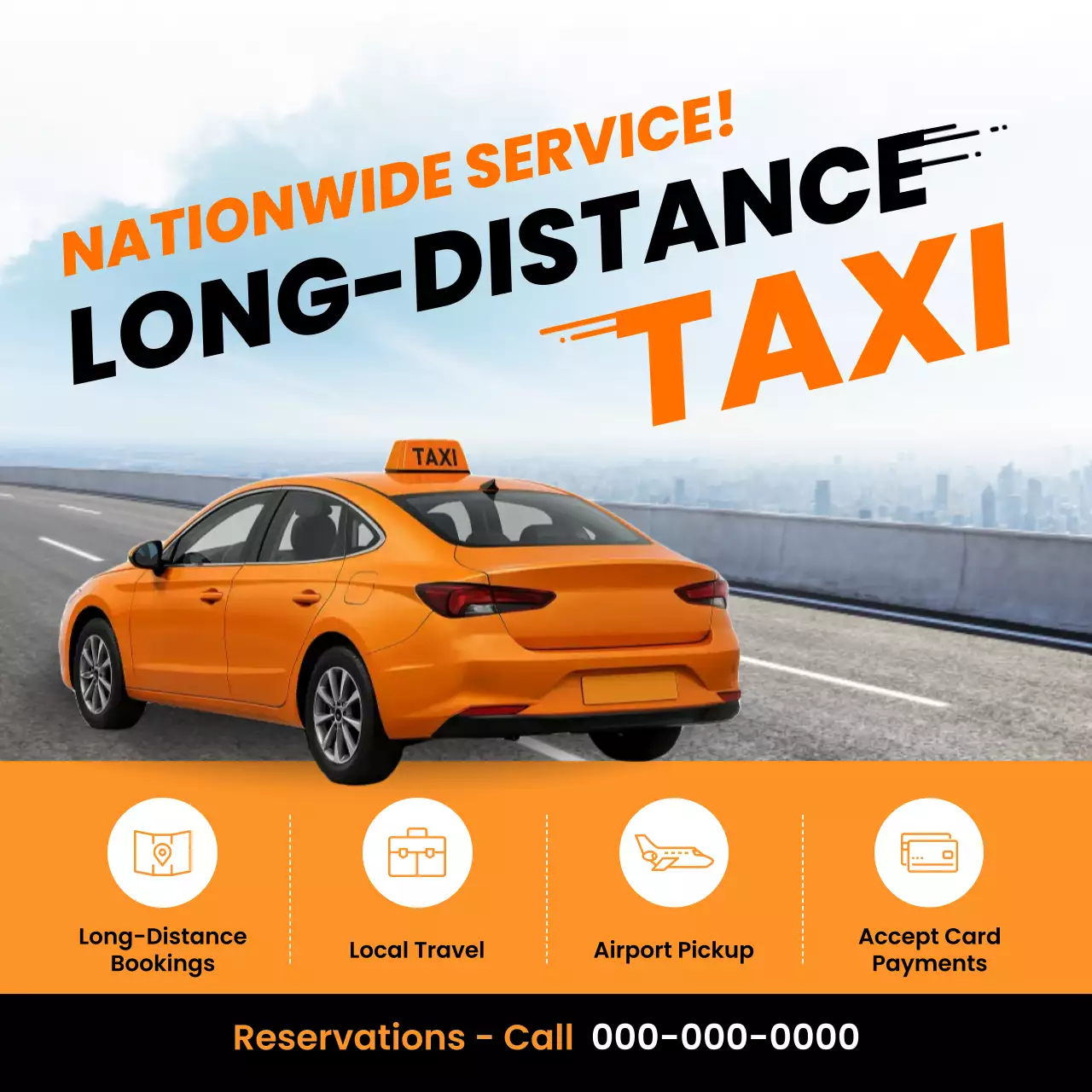 iklan taksi modern berwarna oranye