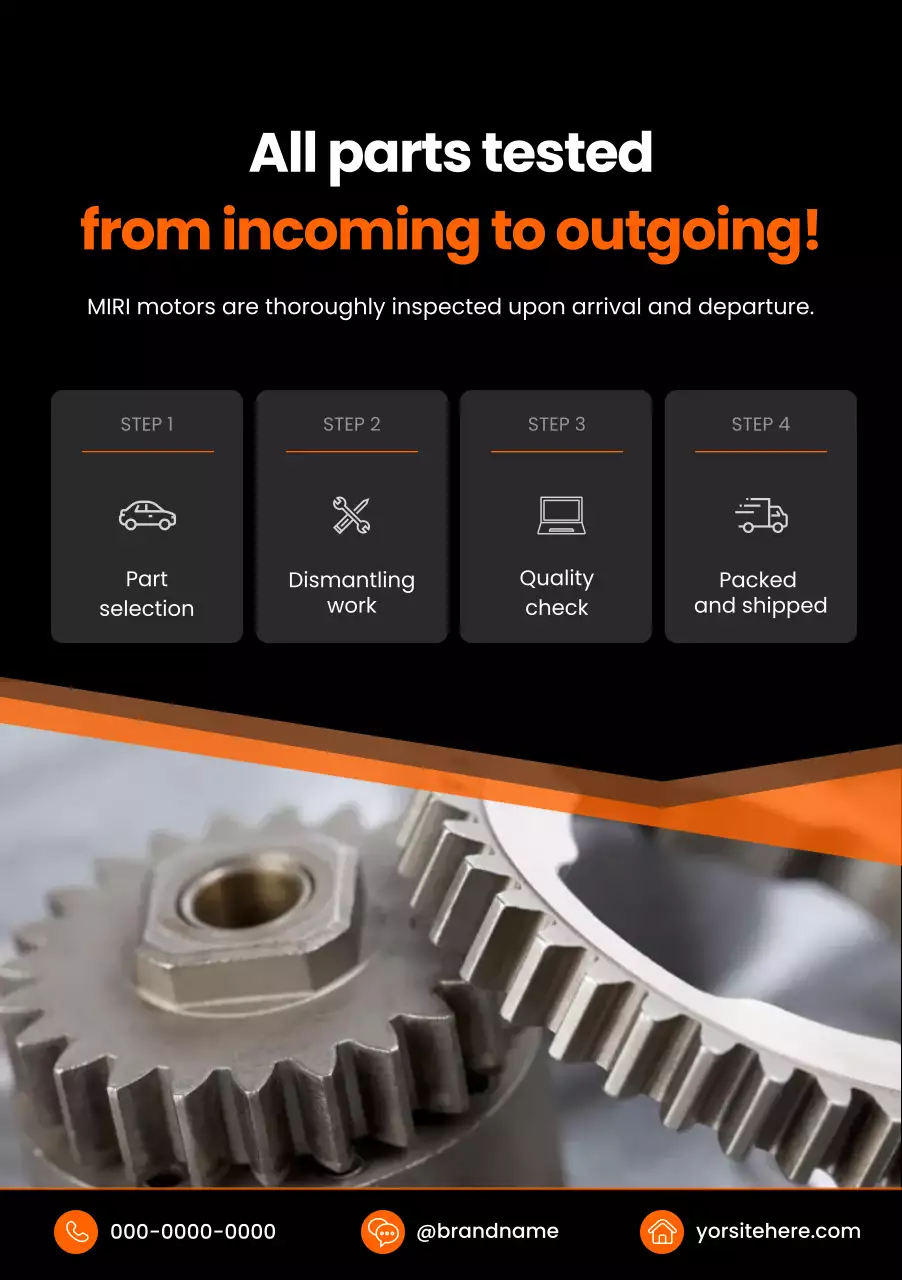 iklan inspeksi motor modern berwarna oranye