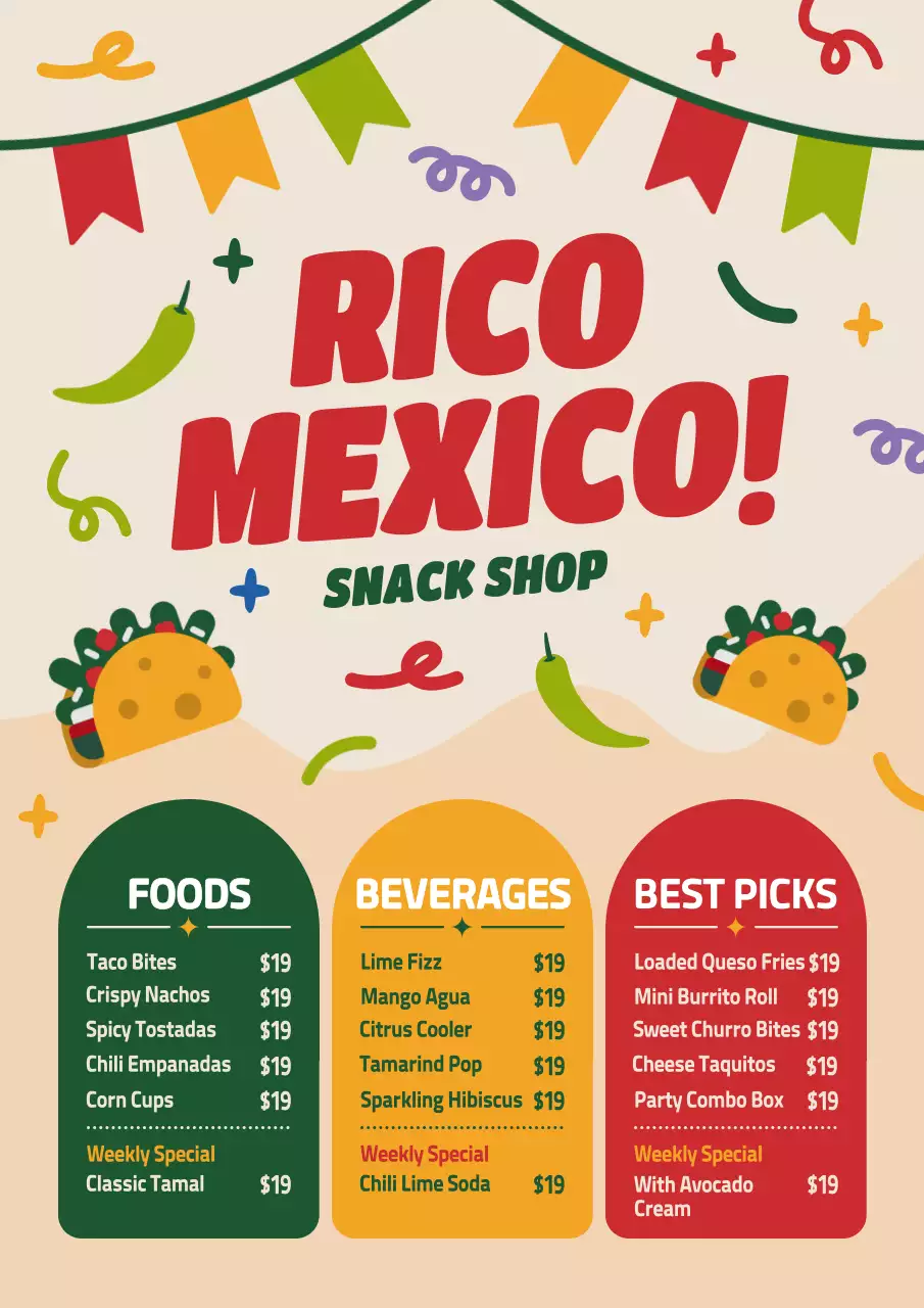 Colorful Retro Snack Menu Poster