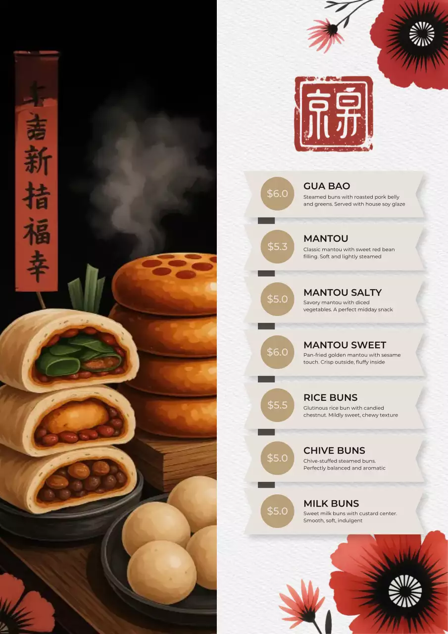 Red Traditional Food Menu Poster