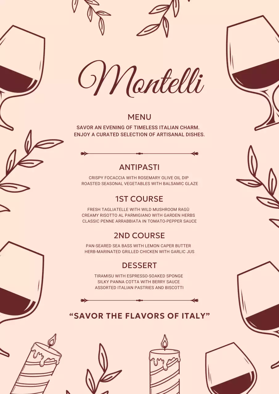 Beige Elegant Dinner Menu Poster