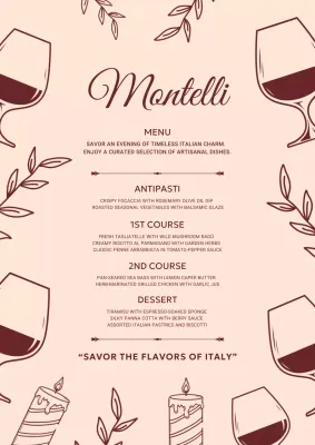 Beige Elegant Dinner Menu Poster