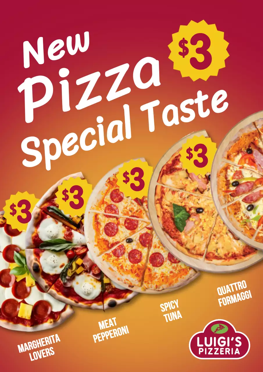 Red Retro Pizza Promotion Poster
