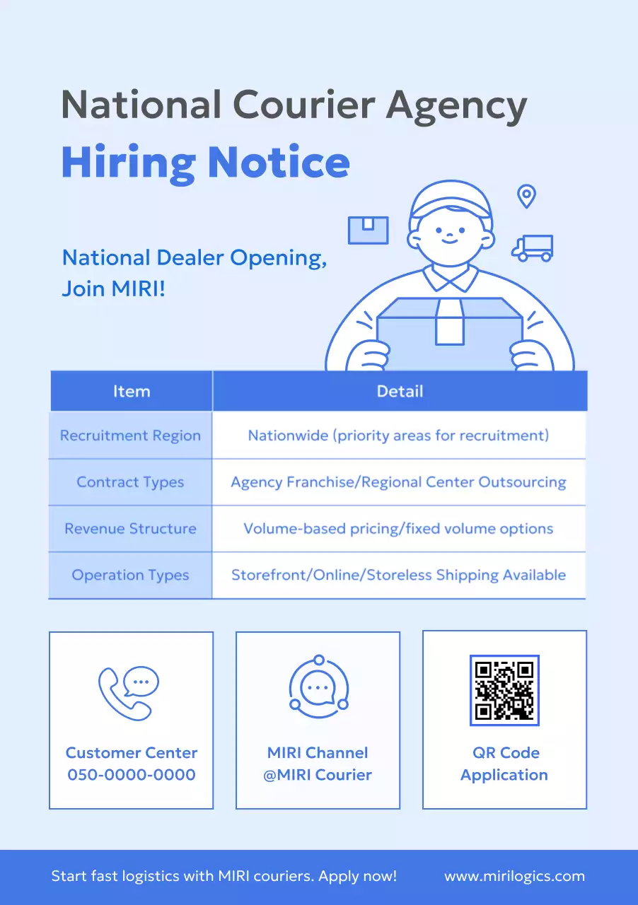 blue modern courier recruitment