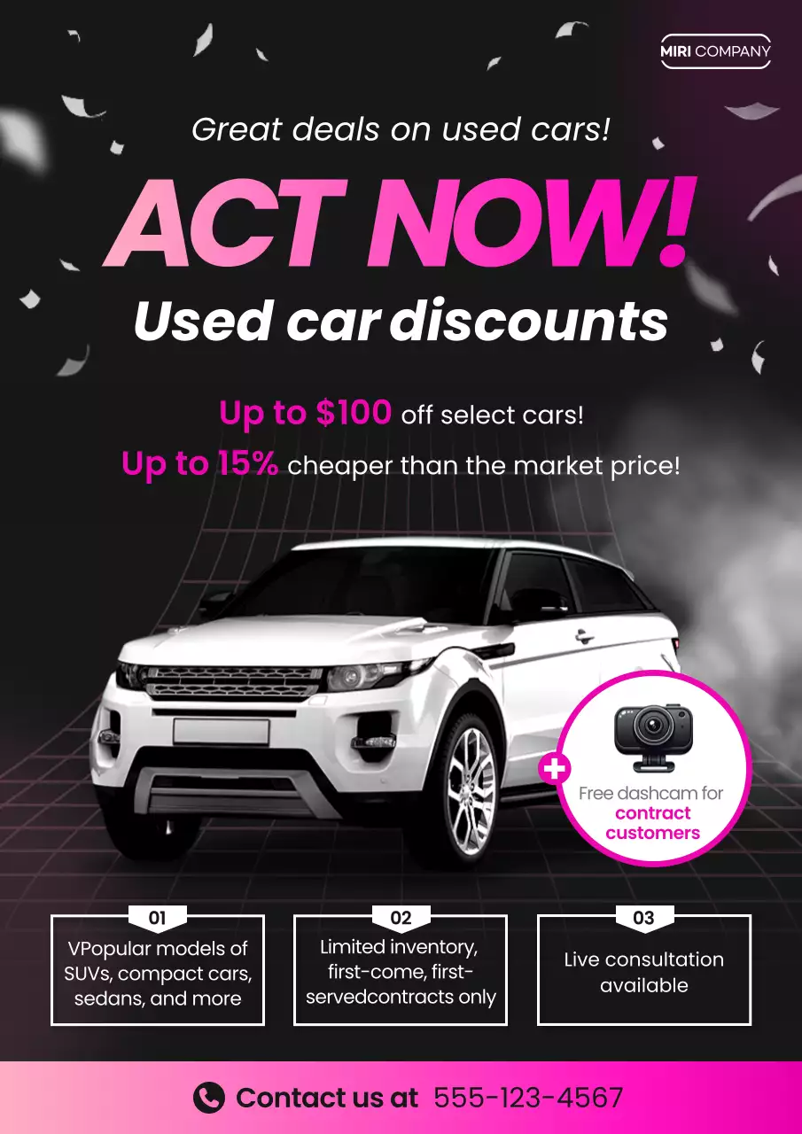 핑크 볼드 자동차 세일 프로모션