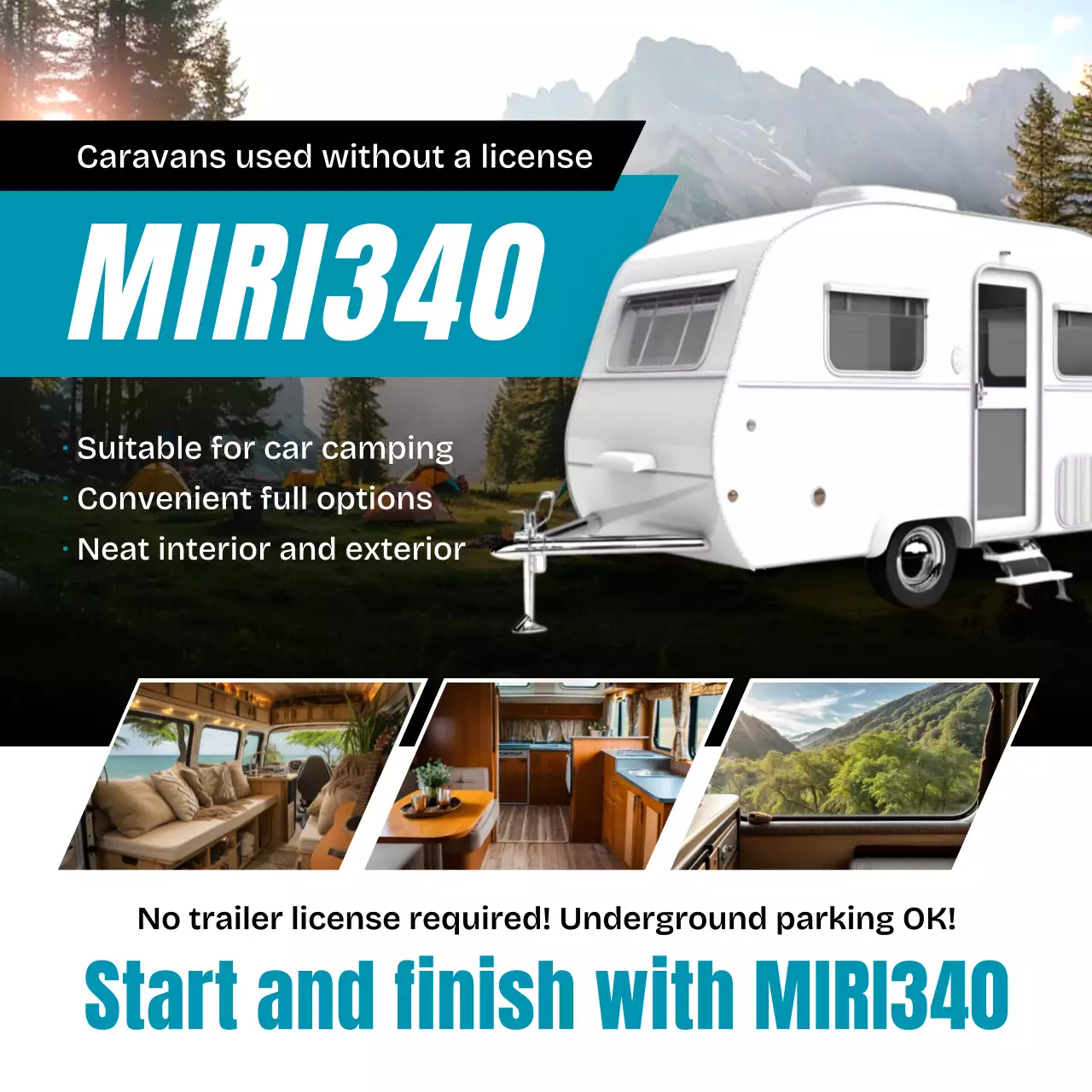 white modern caravan advertisement