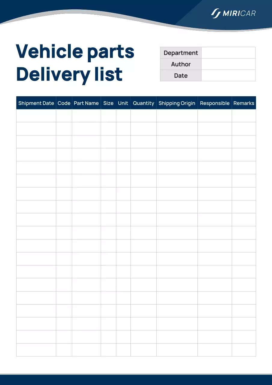 blue modern vehicle checklist