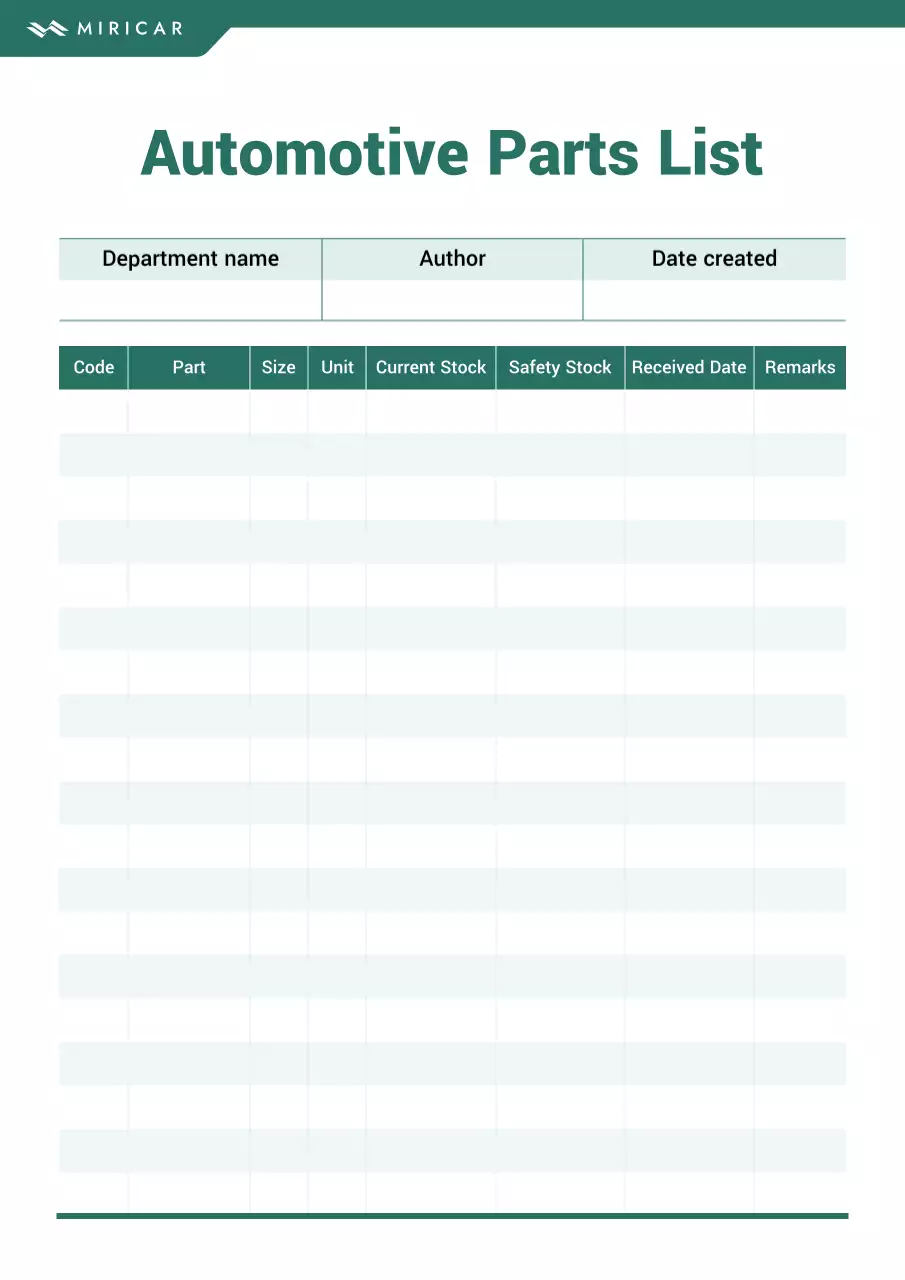 green minimal automotive document