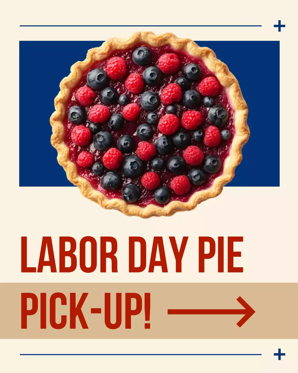 Cream Blue and Red Labor Day Local Baker Social Media