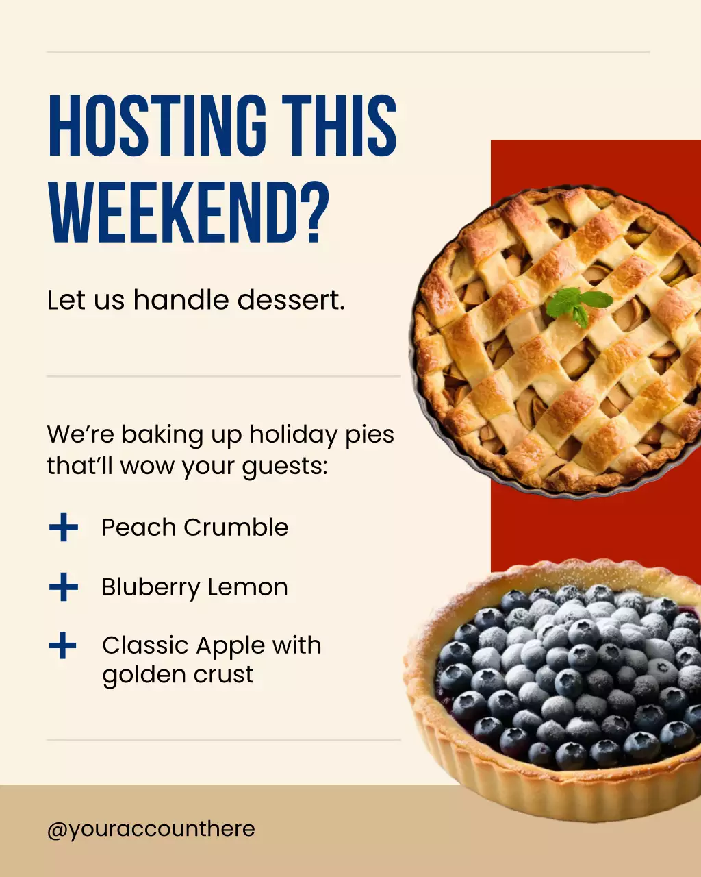 Cream Blue and Red Labor Day Local Baker Social Media