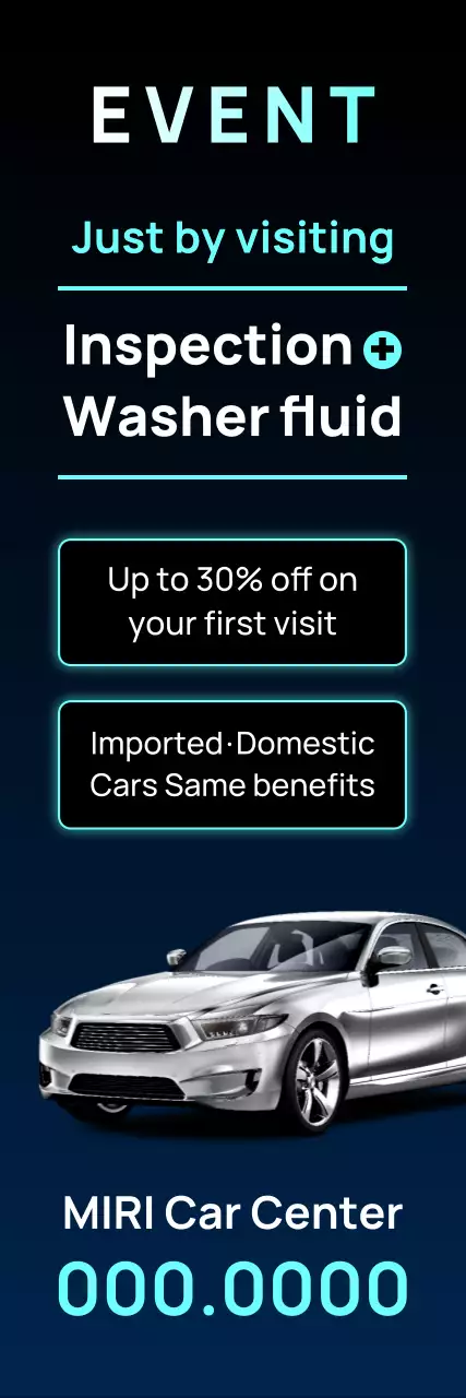 anúncio de evento de carro moderno azul