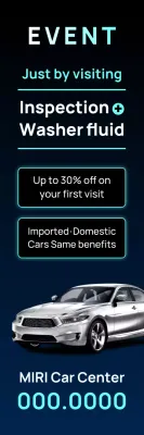 anúncio de evento de carro moderno azul