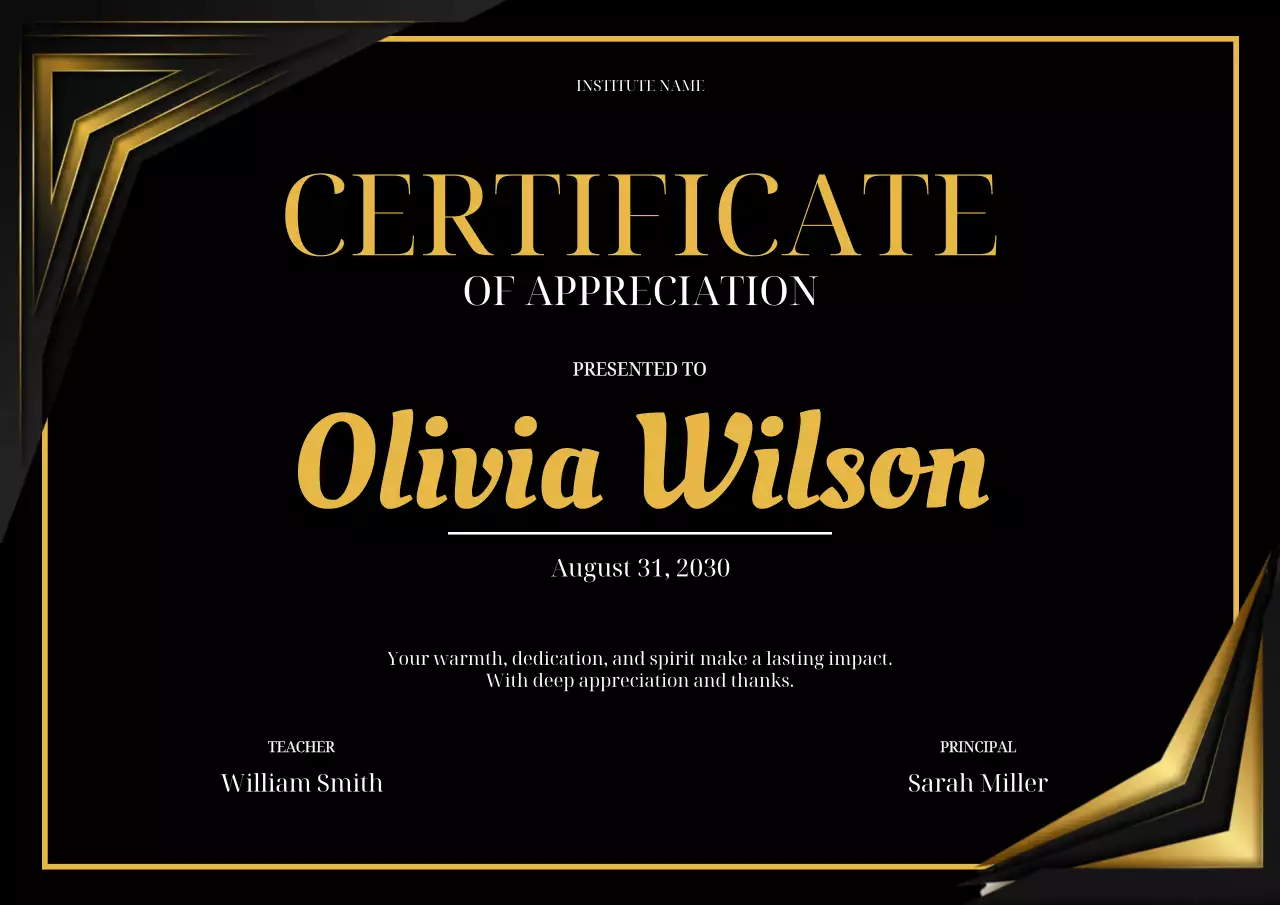 블랙 앤 골드 클래식 인증서