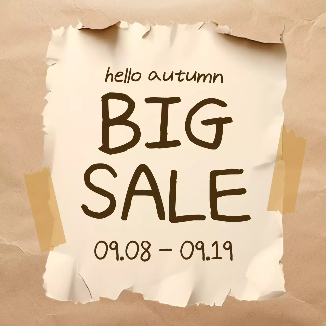 브라운색과 베이지색의  빈티지한 가을 빅세일 이벤트