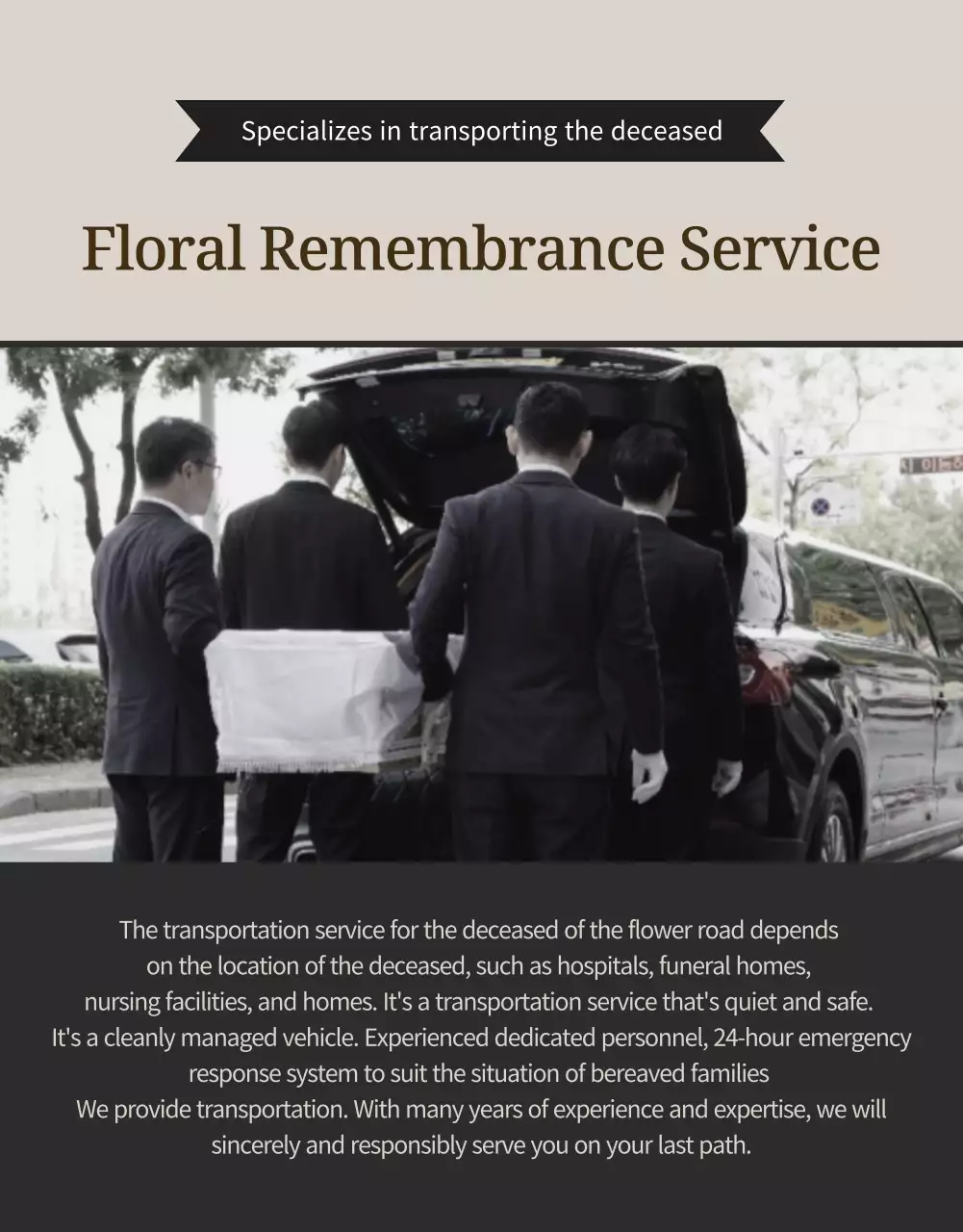 beige elegant funeral advertisement
