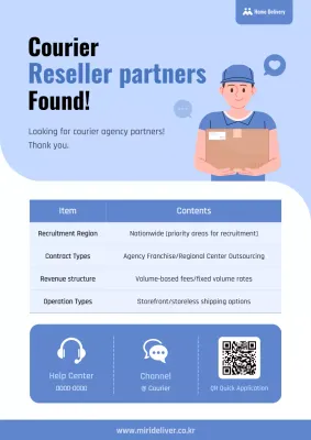 blue modern courier recruitment notice