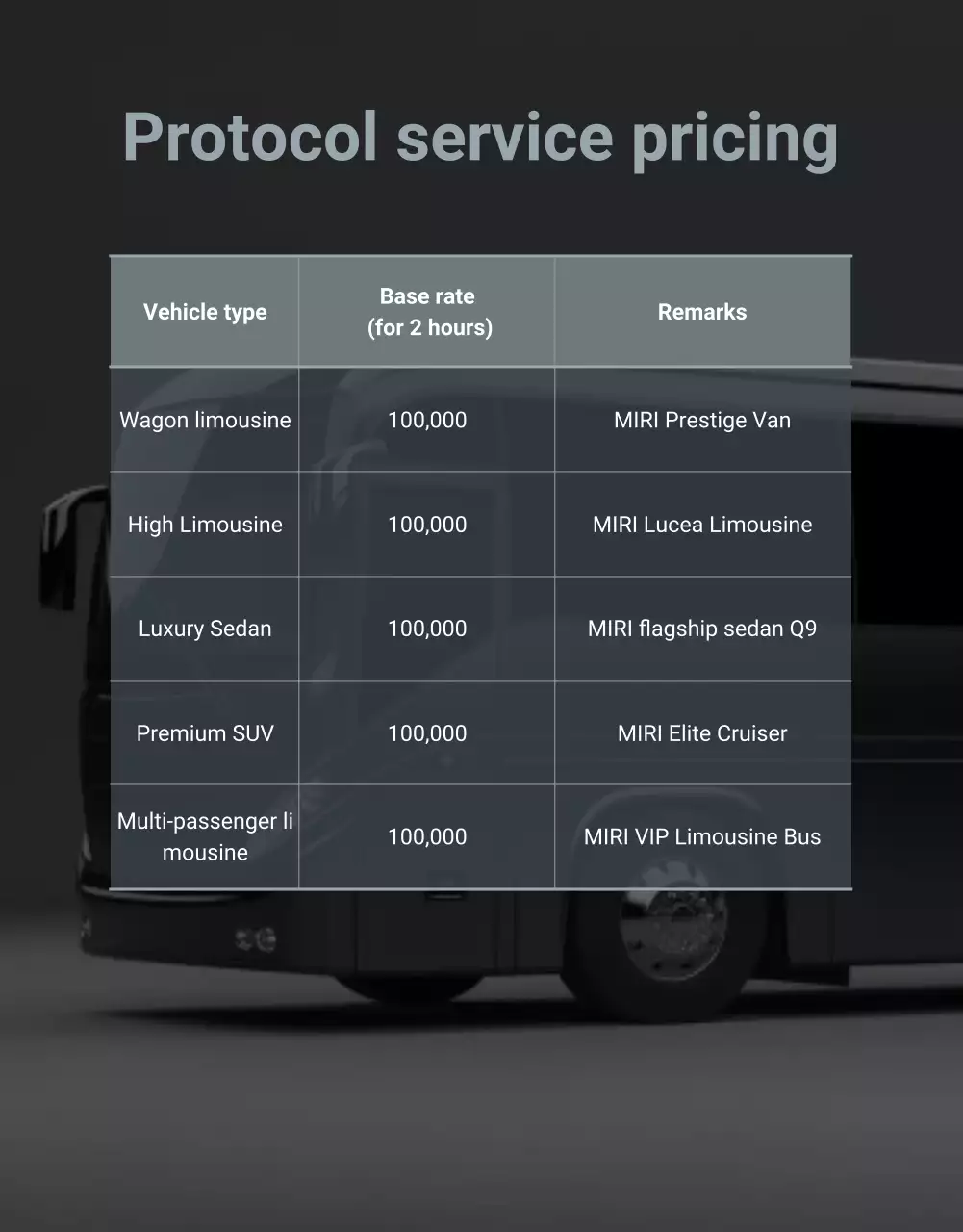 black elegant transportation promotion