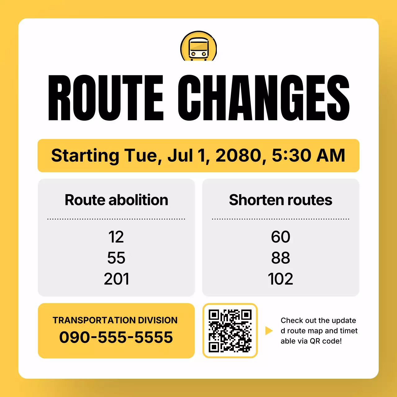 pengumuman transportasi modern berwarna kuning
