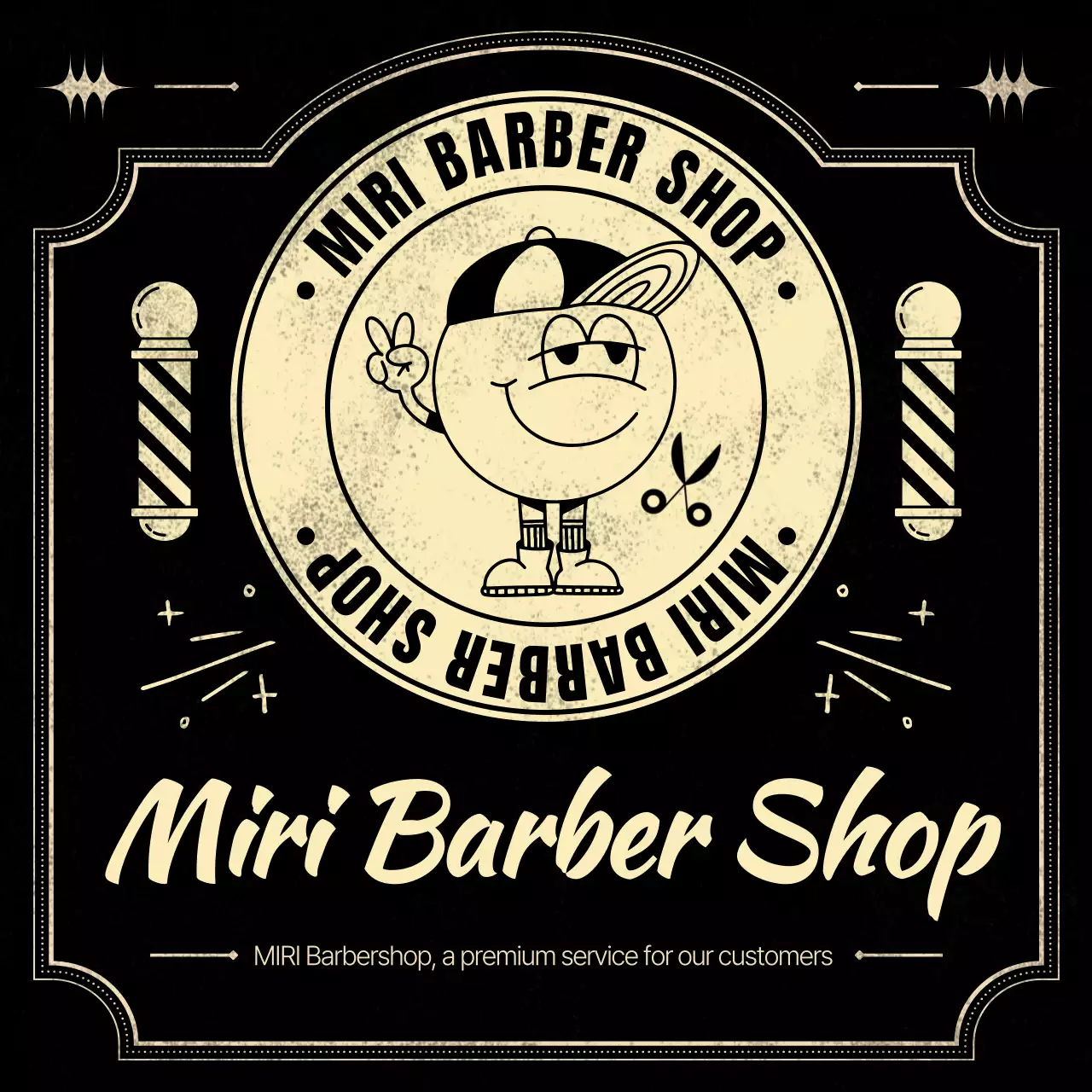 Promoção de barbearia vintage preta