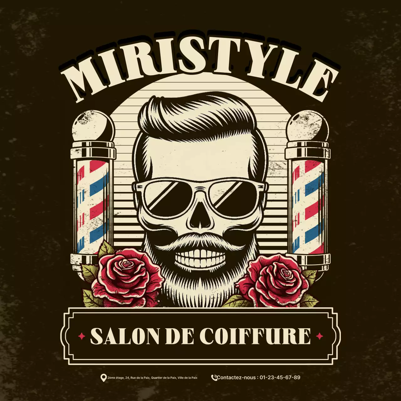 Publicité vintage marron pour un salon de coiffure