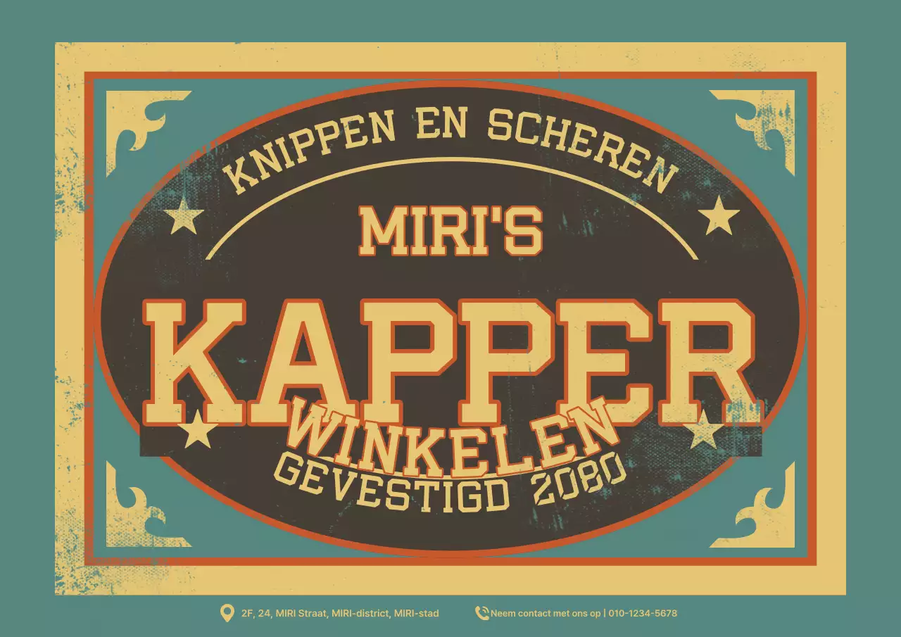 Khaki Vintage Barbershop Advertentie