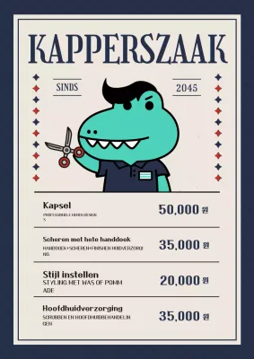 Vintage Barbershop Menu Prijslijst in Marineblauw