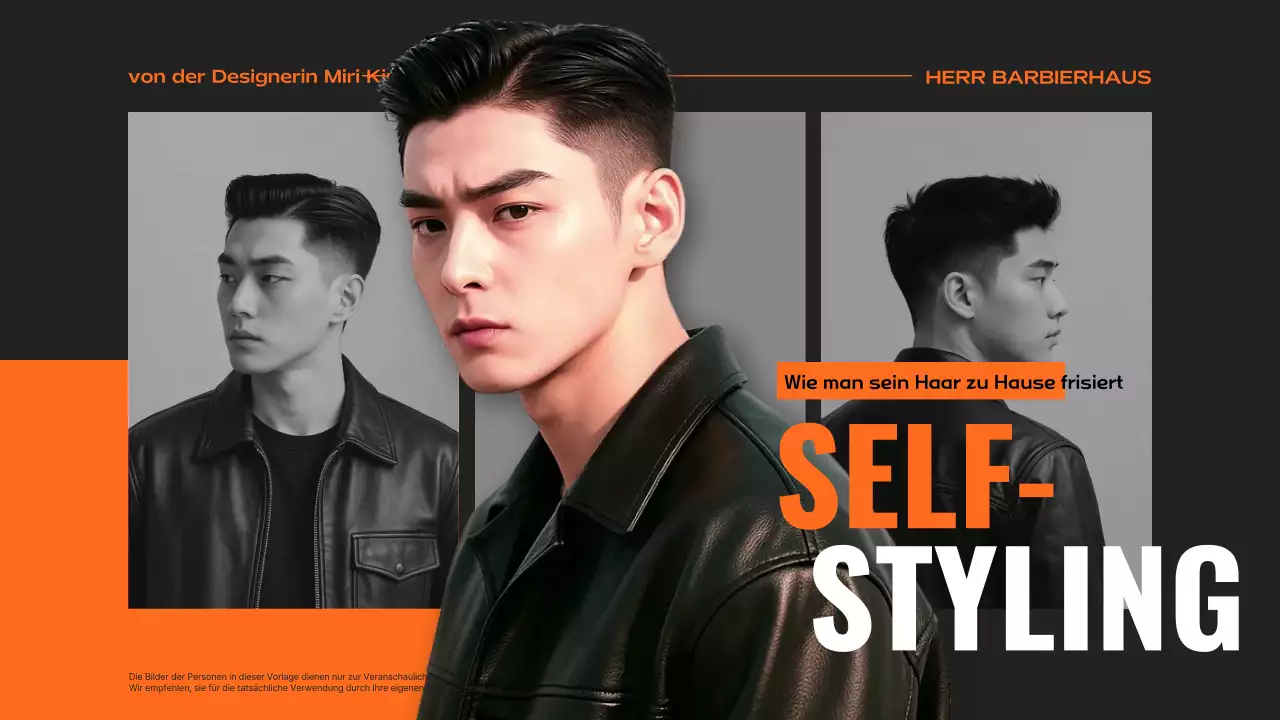 Orangefarbene, anspruchsvolle Styling-Werbung