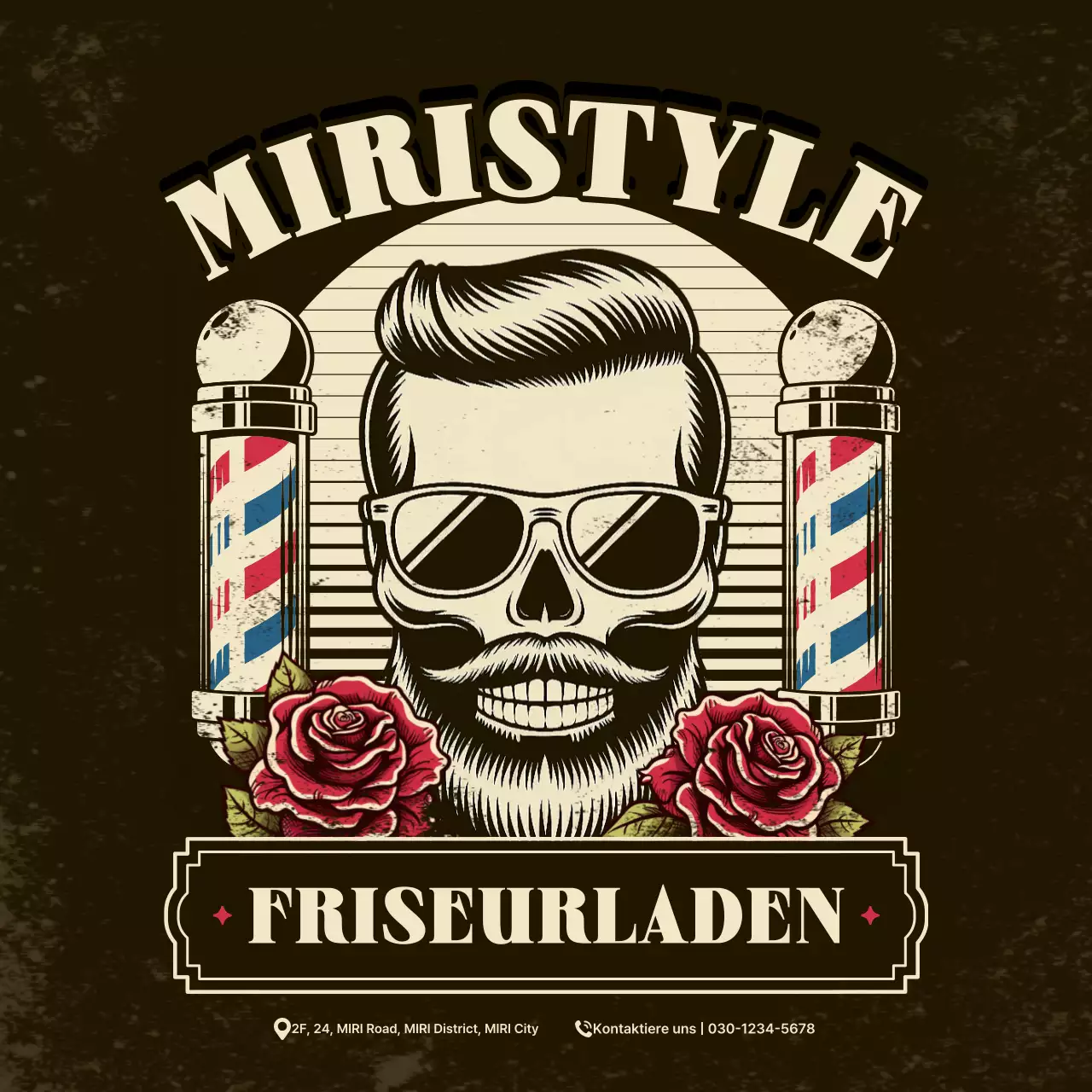 Braune Vintage Barbershop-Werbung