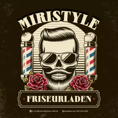 Braune Vintage Barbershop-Werbung