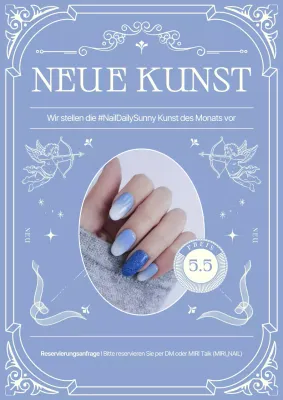 Werbung für luxuriöse himmelblaue Nagelkunst