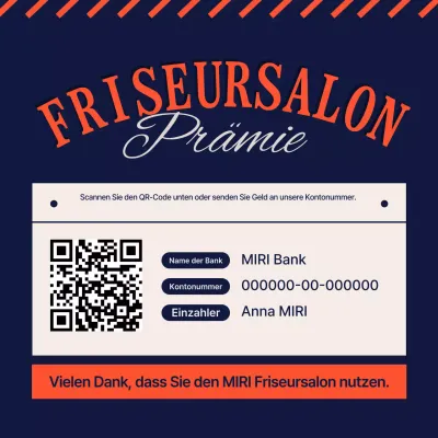 Vintage Barbershop Überweisungsführer in Marine und Orange