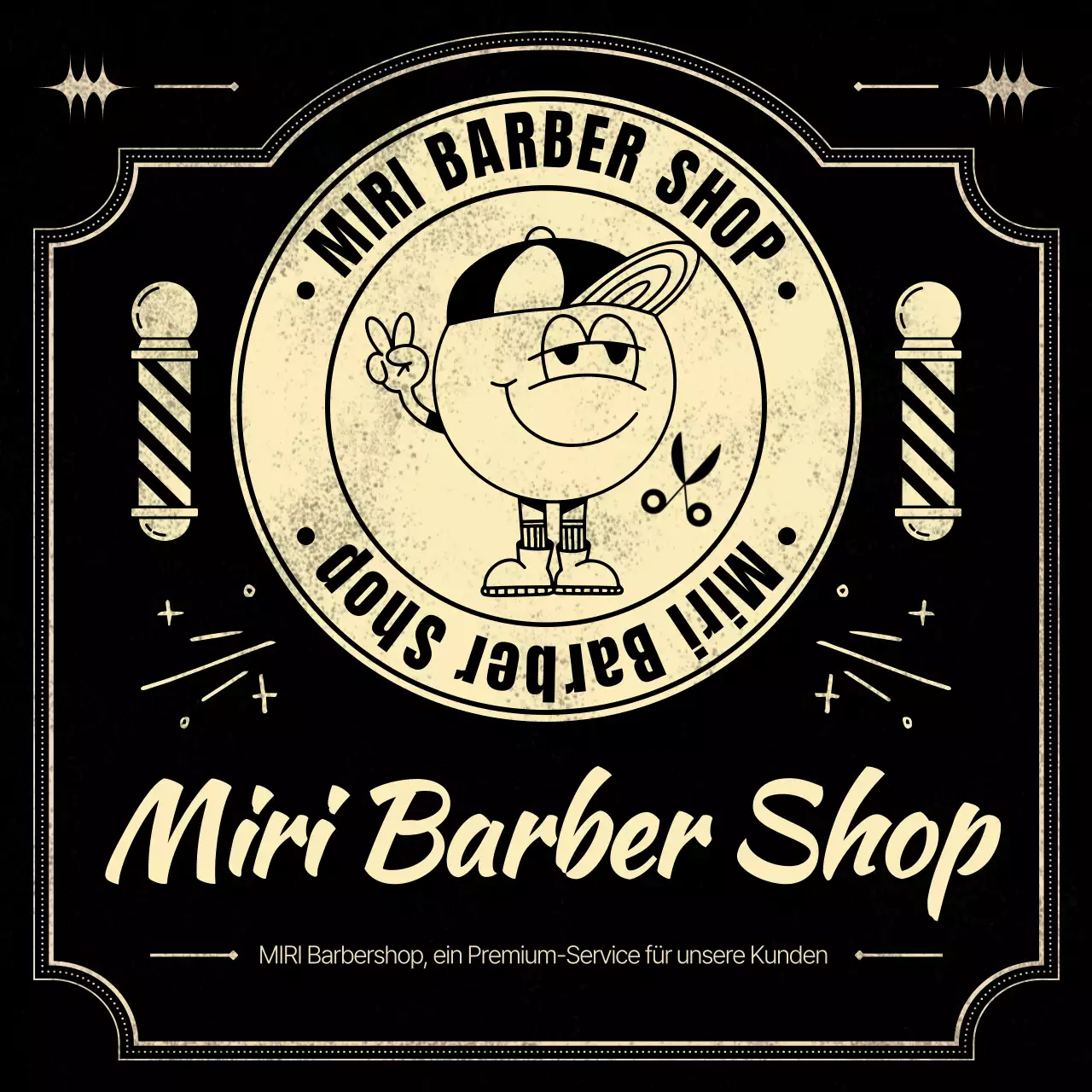 Schwarze Vintage Barbershop-Werbung