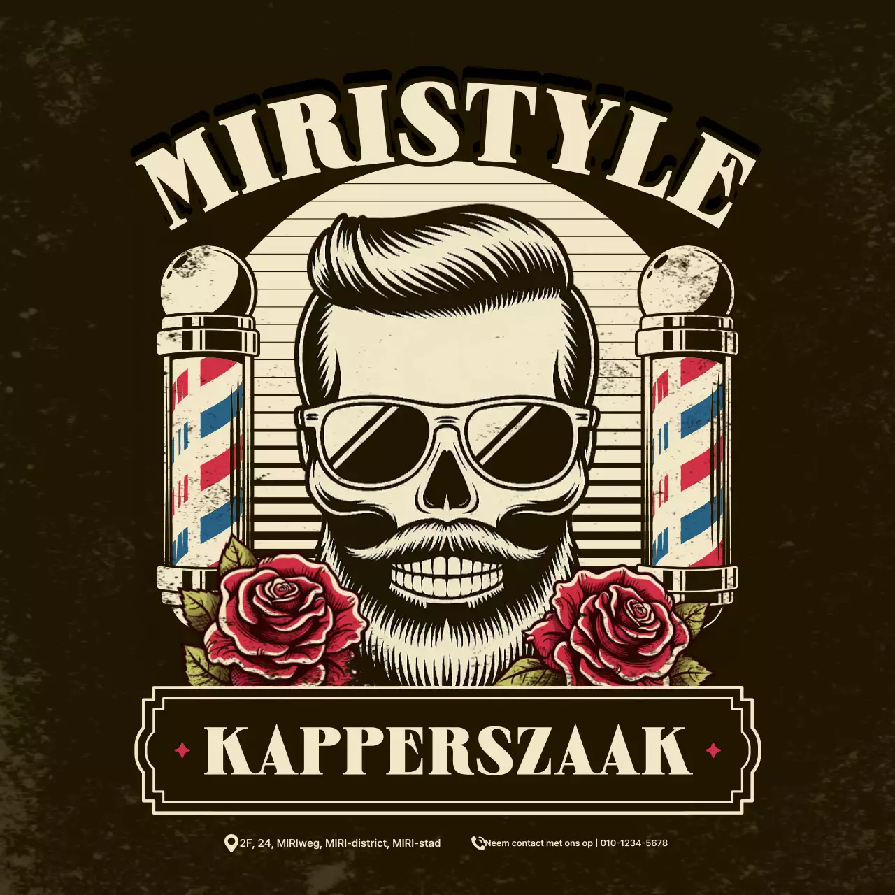 Bruine vintage kapperszaak advertentie