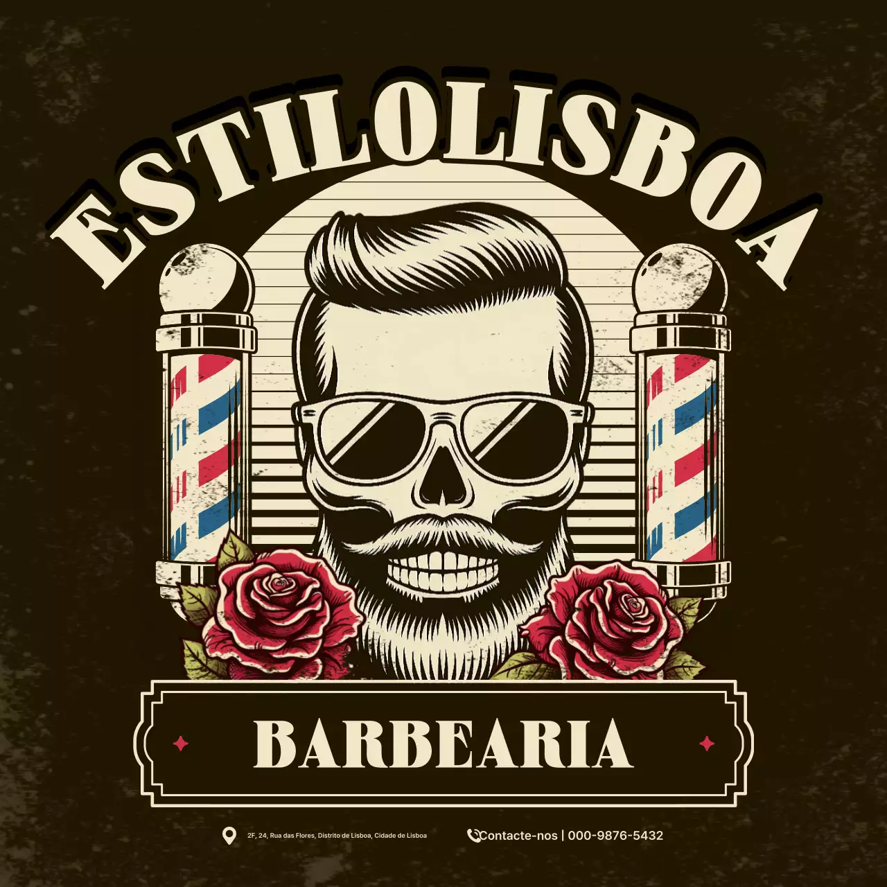 Propaganda de barbearia vintage marrom