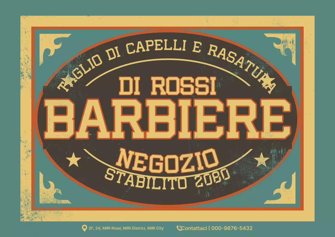 Pubblicità di un barbiere vintage color cachi