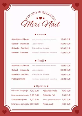 Menù semplice per unghie rosso