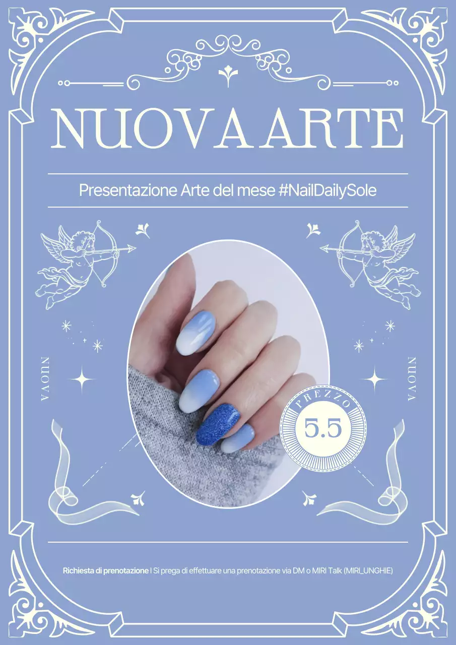 Promozione di una lussuosa nail art color azzurro cielo