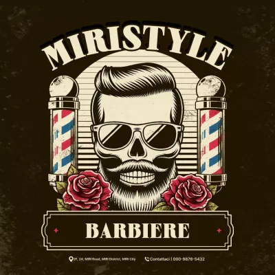 Pubblicità vintage di un barbiere marrone