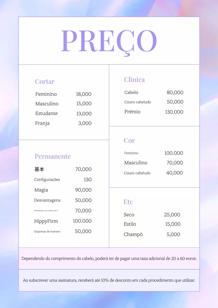 Um guia simples para preços de salões de beleza em lavanda
